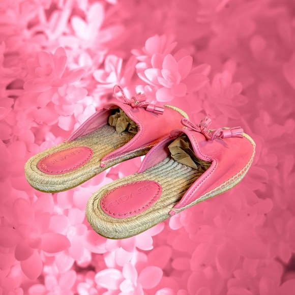 NWOT Coach 'Cassidy' Leather Slip-On Espadrille Mules in "Pink Ruby" Size 5 - Picture 4 of 15